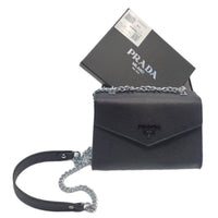Thumbnail for The Bag Couture Handbags, Wallets & Cases PRADA Brushed Leather Crossbody Bag Black