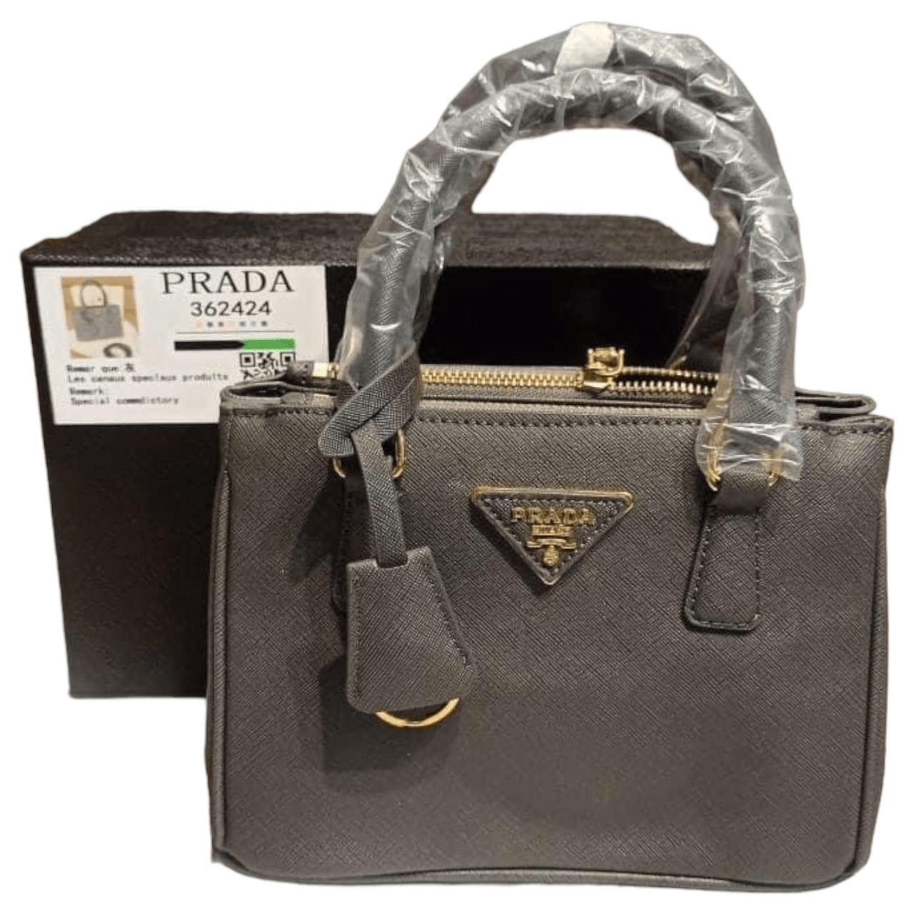 The Bag Couture Handbags, Wallets & Cases PRADA Galleria Luxe Du Jour Small Safiano Handbag Grey