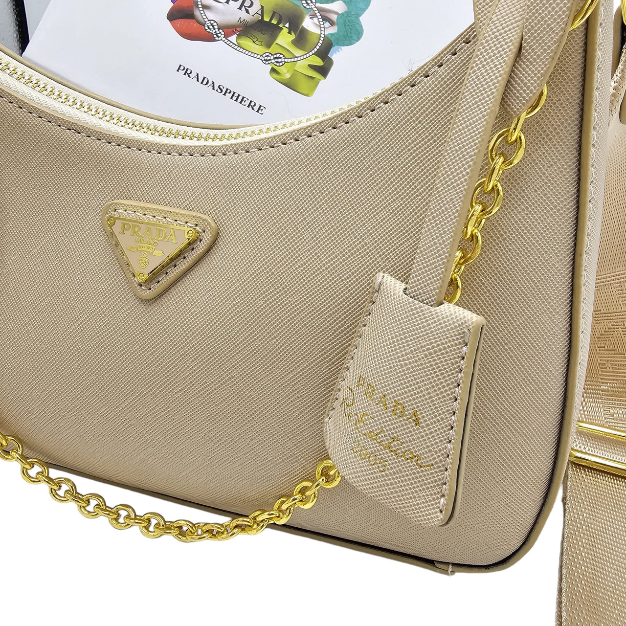 The Bag Couture Handbags, Wallets & Cases PRADA Re-Edition 2005 Safiano Leather Shoulder Bag Beige