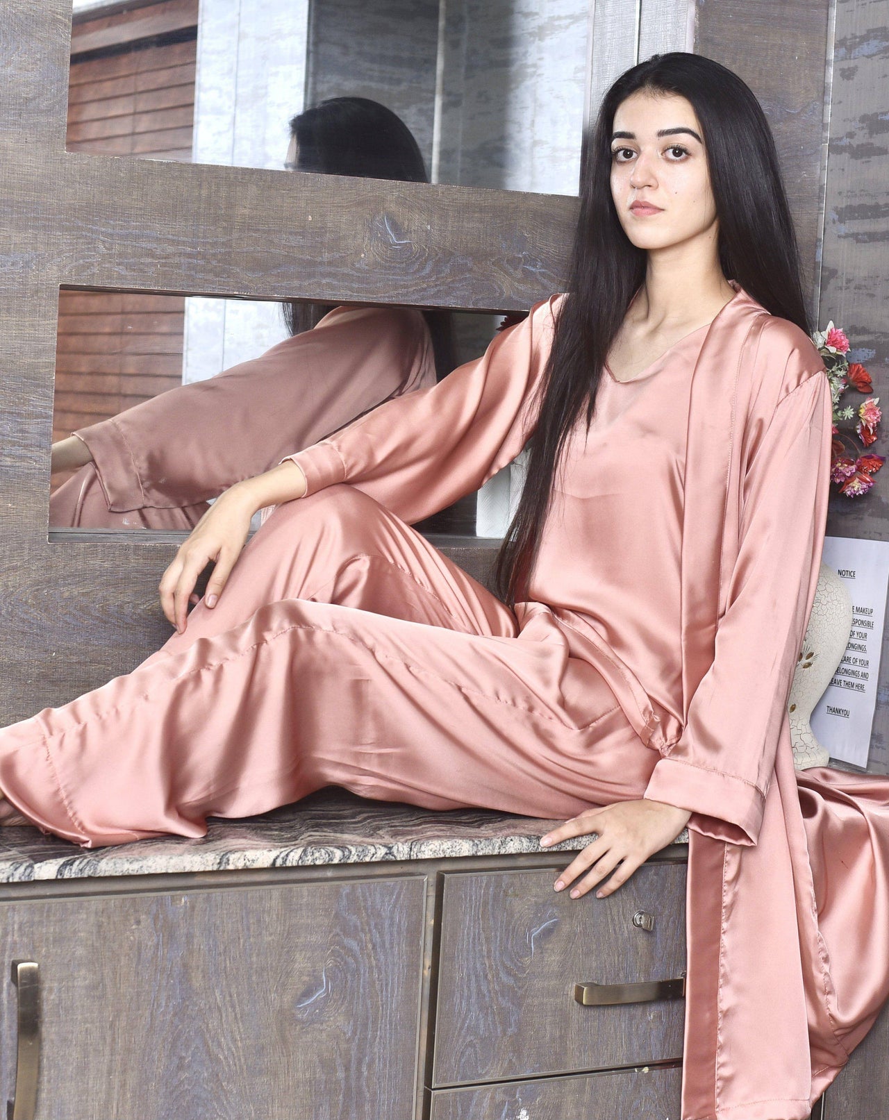 Elora by M Silk Robe Set Silk 3 Piece Robe Set (Available in 7 Colors)
