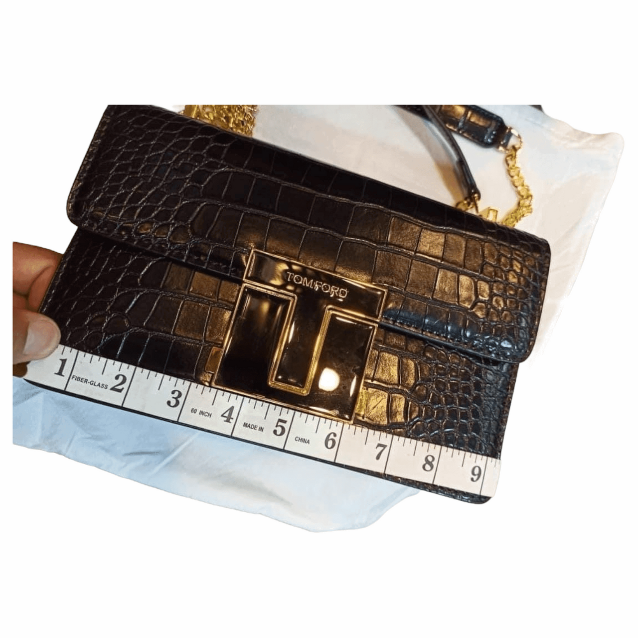 TOM FORD Logo Clasp Crocodile Embossed Leather Shoulder Bag Black - EBM | TBC elorabym.com {{ shop.shopifyCountryName }} - Discounted Prices - Online Store - Best Quality In Pakistan - Sale -Cash On Delivery - Online Payment - Bank Transfer Facility - Shipping Worldwide - Sleepwear - Loungewear - Nighties - Crossbody - Handbag