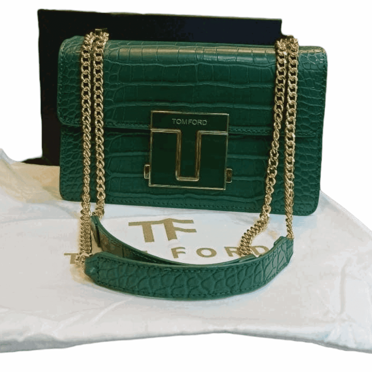 TOM FORD Logo Clasp Crocodile Embossed Leather Shoulder Bag Green - EBM | TBC elorabym.com {{ shop.shopifyCountryName }} - Discounted Prices - Online Store - Best Nightsuits in Pakistan - Sale -Cash On Delivery - Online Payment - Bank Transfer - Shipping Worldwide - Sleepwear - Nighties - Crossbody - Handbag - Nightsuit - Nigh Suit - Nightwear - Sunglasses - Bags - Wallets