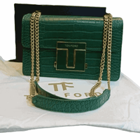 Thumbnail for TOM FORD Logo Clasp Crocodile Embossed Leather Shoulder Bag Green - EBM | TBC elorabym.com {{ shop.shopifyCountryName }} - Discounted Prices - Online Store - Best Nightsuits in Pakistan - Sale -Cash On Delivery - Online Payment - Bank Transfer - Shipping Worldwide - Sleepwear - Nighties - Crossbody - Handbag - Nightsuit - Nigh Suit - Nightwear - Sunglasses - Bags - Wallets