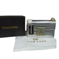 Thumbnail for The Bag Couture Handbags, Wallets & Cases TOM FORD Logo Clasp Crocodile Embossed Leather Shoulder Bag Silver