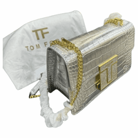 Thumbnail for TOM FORD Logo Clasp Crocodile Embossed Leather Shoulder Bag Silver - EBM | TBC elorabym.com {{ shop.shopifyCountryName }} - Discounted Prices - Online Store - Best Nightsuits in Pakistan - Sale -Cash On Delivery - Online Payment - Bank Transfer - Shipping Worldwide - Sleepwear - Nighties - Crossbody - Handbag - Nightsuit - Nigh Suit - Nightwear - Sunglasses - Bags - Wallets