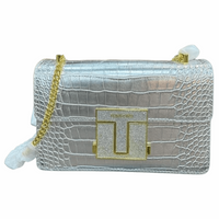 Thumbnail for TOM FORD Logo Clasp Crocodile Embossed Leather Shoulder Bag Silver - EBM | TBC elorabym.com {{ shop.shopifyCountryName }} - Discounted Prices - Online Store - Best Quality In Pakistan - Sale -Cash On Delivery - Online Payment - Bank Transfer Facility - Shipping Worldwide - Sleepwear - Loungewear - Nighties - Crossbody - Handbag