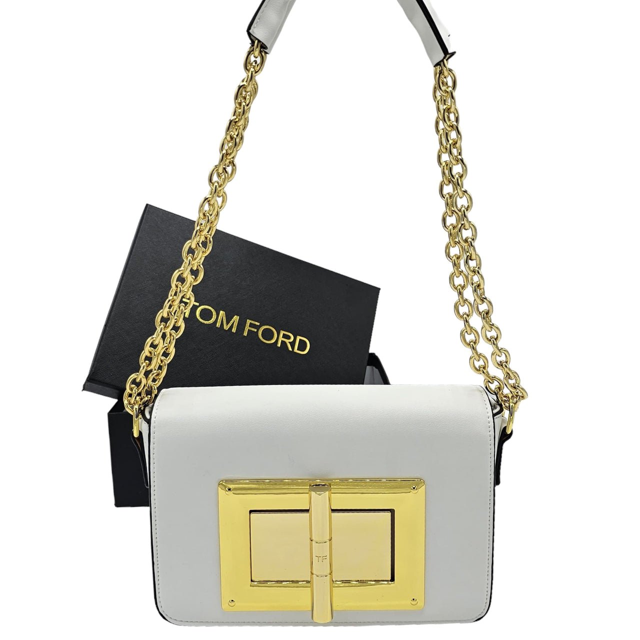 The Bag Couture Handbags, Wallets & Cases TOM FORD Natalia Leather Medium Shoulder Bag White