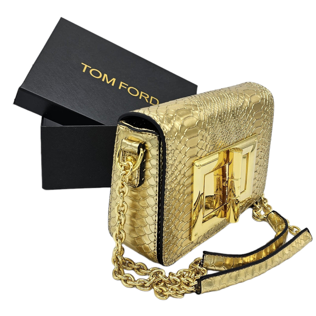 The Bag Couture Handbags, Wallets & Cases TOM FORD Natalia Python Medium Shoulder Bag Gold