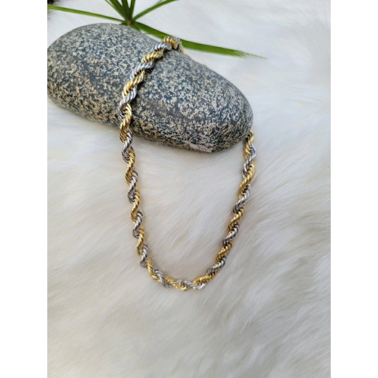 Elora by M Twisted Gold Silver Chain Brass Necklace