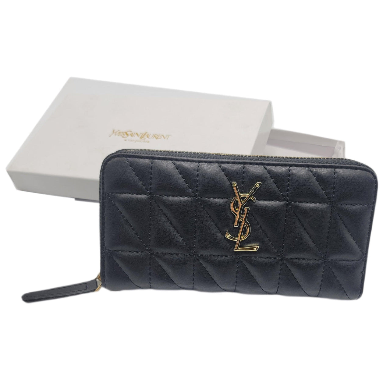 The Bag Couture Luggage & Bags YSL Quilted Zip Wallet Black